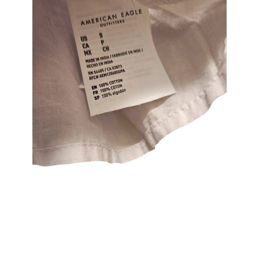 American Eagle Outfitters White Eyelet Flutter-Sleeve Peplum Blouse 100% Cotton - Picture 5 of 6
